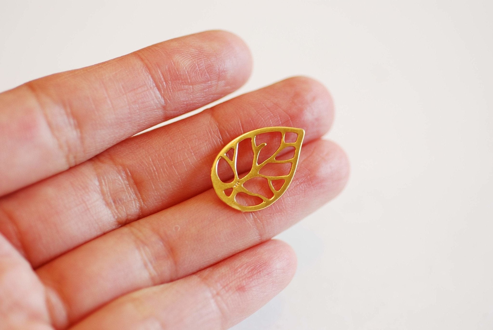 Tropical Foliage Charm- Vermeil Gold or Sterling Silver, Banana Leaf Charm, Leaf Charm, Tropical Leaf, Cut out Leaf, Filigree Leaf, J446 - HarperCrown