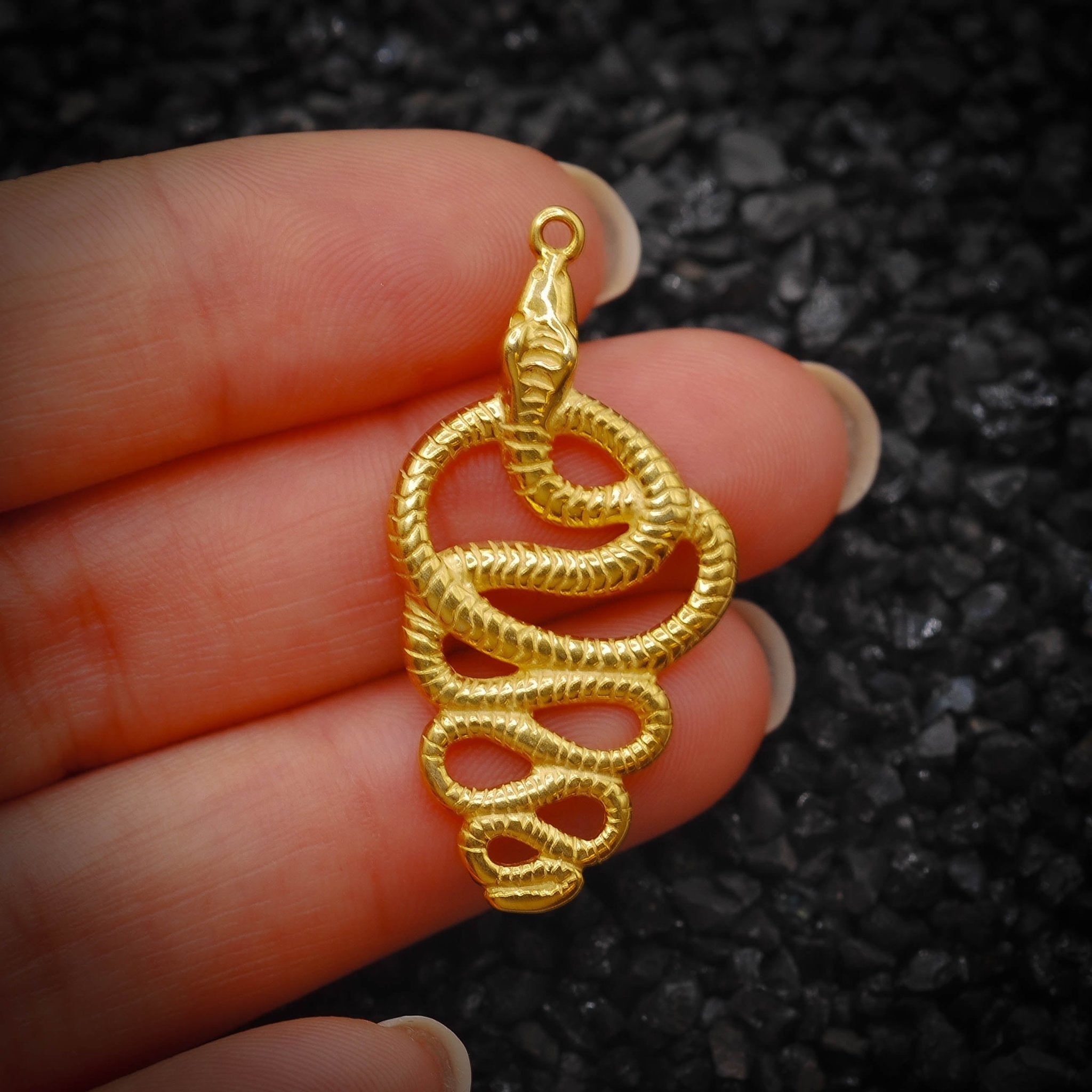 Uraeus Cobra Snake Ancient Egyptian Charm | 14K Solid Gold | Jewelry Making Pendant - HarperCrown