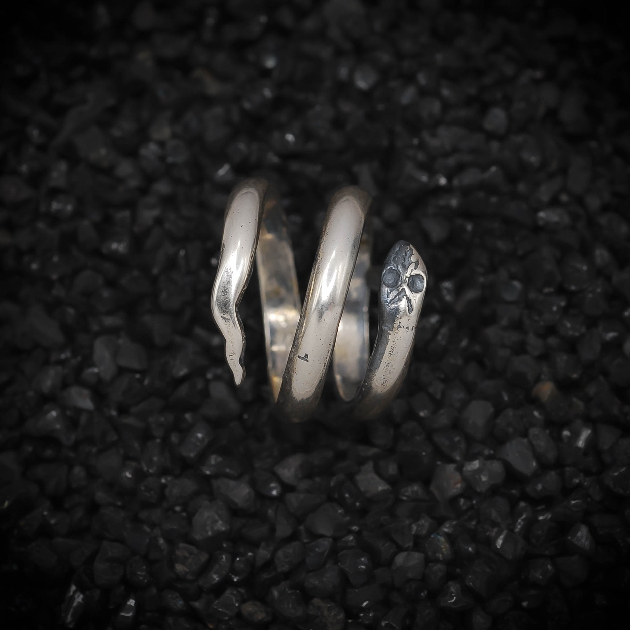Uraeus Cobra Snake Wrap Band Ring Ancient Egyptian | 925 Sterling Silver, Oxidized or 18K Gold Plated | Adjustable Size - HarperCrown
