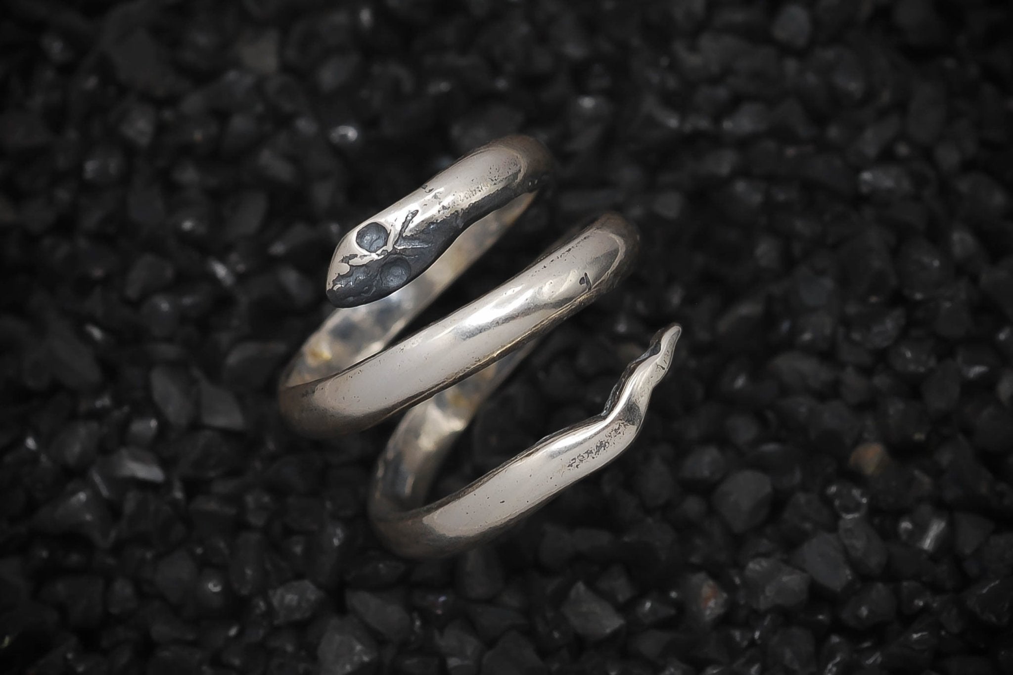Uraeus Cobra Snake Wrap Band Ring Ancient Egyptian | 925 Sterling Silver, Oxidized or 18K Gold Plated | Adjustable Size - HarperCrown