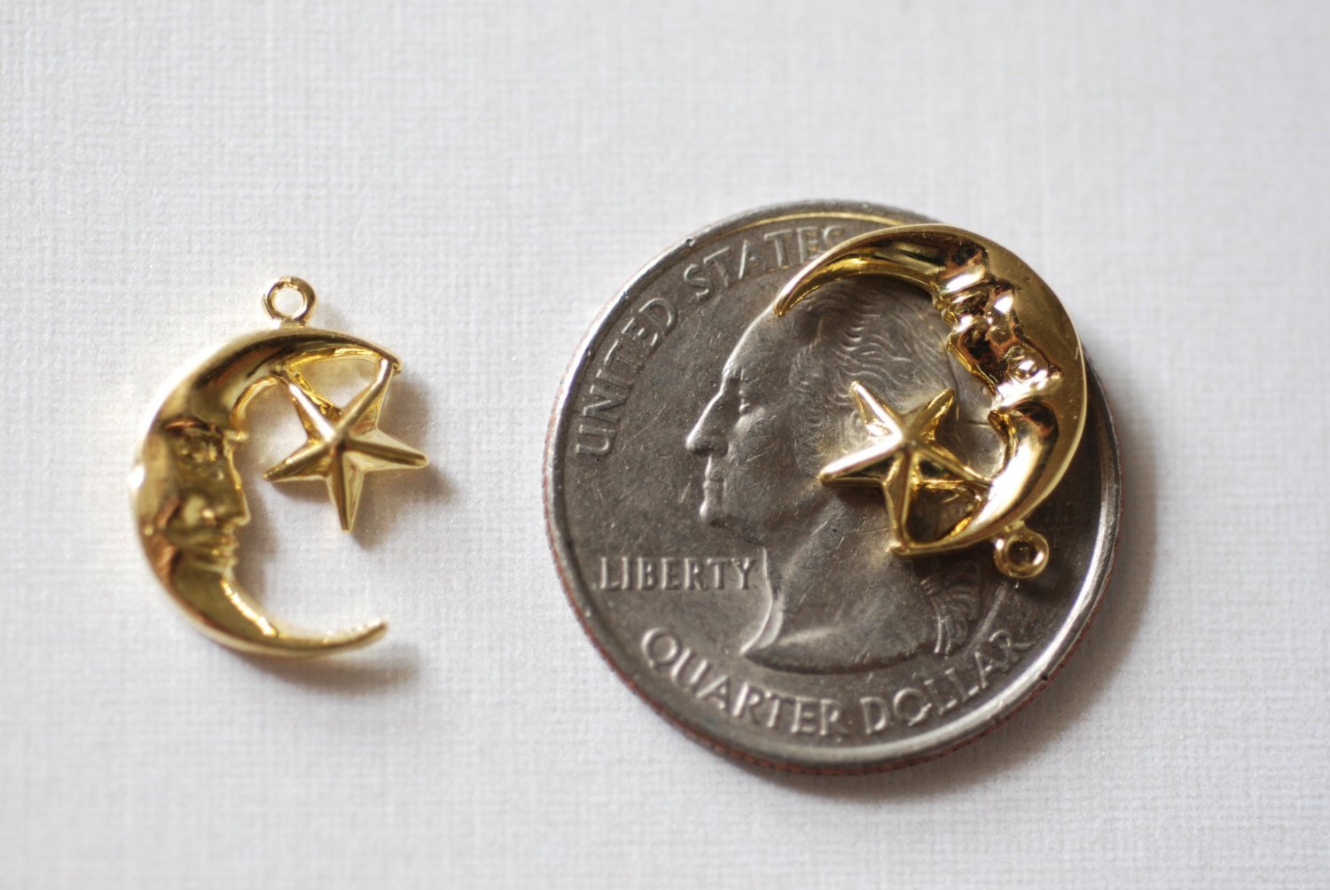 Vermeil Gold Crescent Moon and Star Charm - 18k gold plated over sterling silver, Moon Charm, Star Pendant, Moon, Silver Star, Silver Moon - HarperCrown