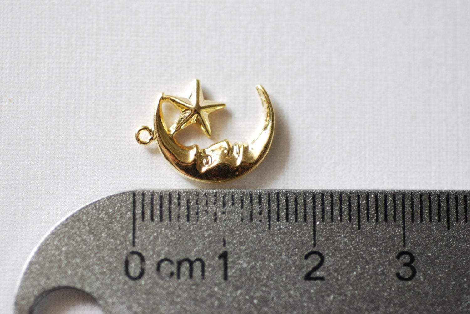 Vermeil Gold Crescent Moon and Star Charm - 18k gold plated over sterling silver, Moon Charm, Star Pendant, Moon, Silver Star, Silver Moon - HarperCrown
