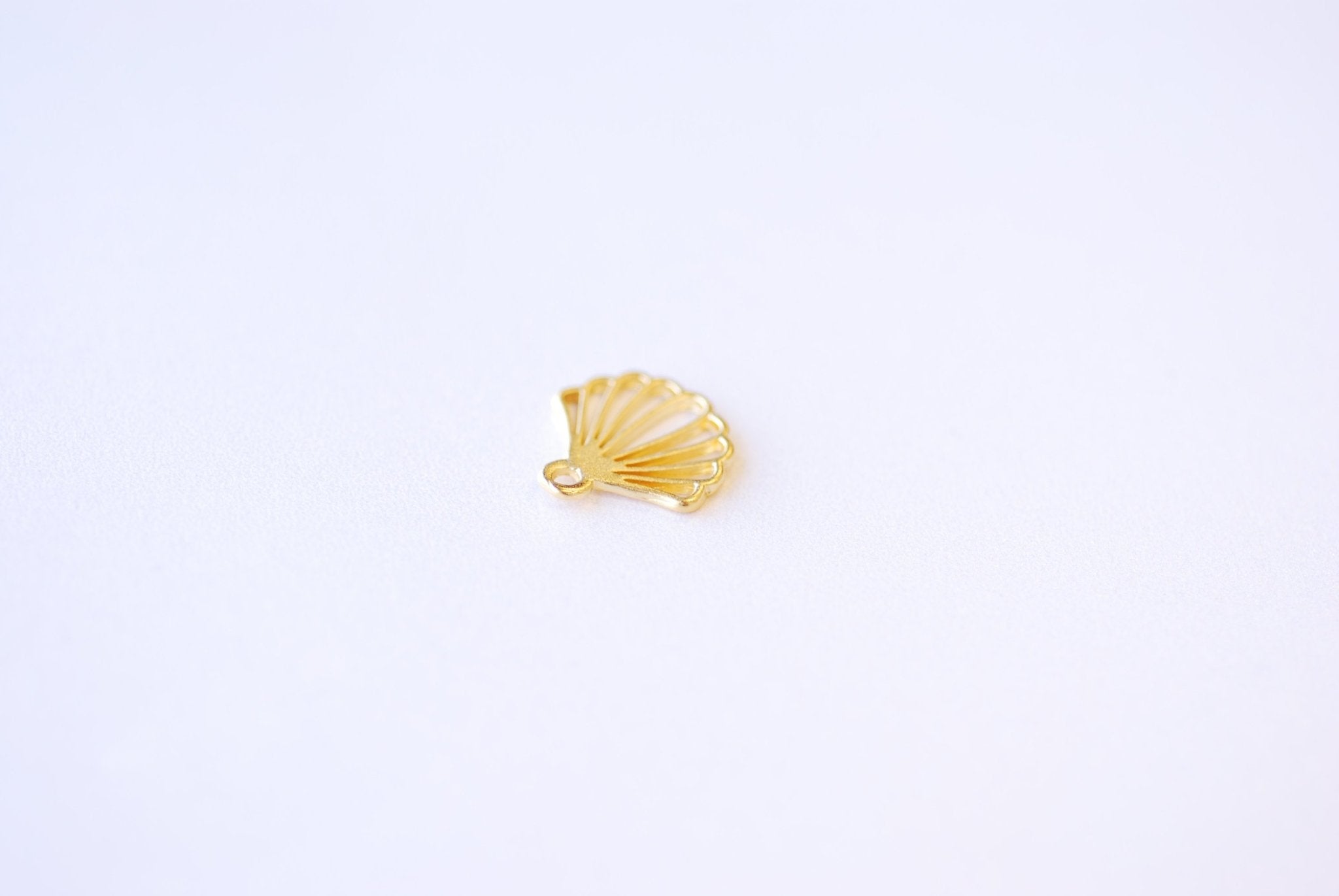 Vermeil Gold Fan Charm- 18k gold plated 925 Sterling Silver, Gold Silver Fan, Fan Shaped Charm, VermeilSupplies HarperCrown Etsy, J389 - HarperCrown