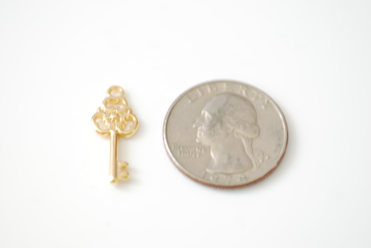 Vermeil Gold Key Charm Pendant- 18k gold over sterling silver, Lock and Key Necklace, Small Gold Key Pendant, Gold Spade Lock Key Charm, 60 - HarperCrown