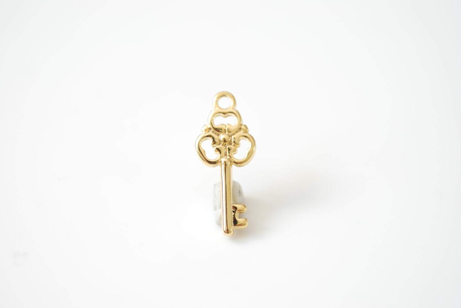 Vermeil Gold Key Charm Pendant- 18k gold over sterling silver, Lock and Key Necklace, Small Gold Key Pendant, Gold Spade Lock Key Charm, 60 - HarperCrown