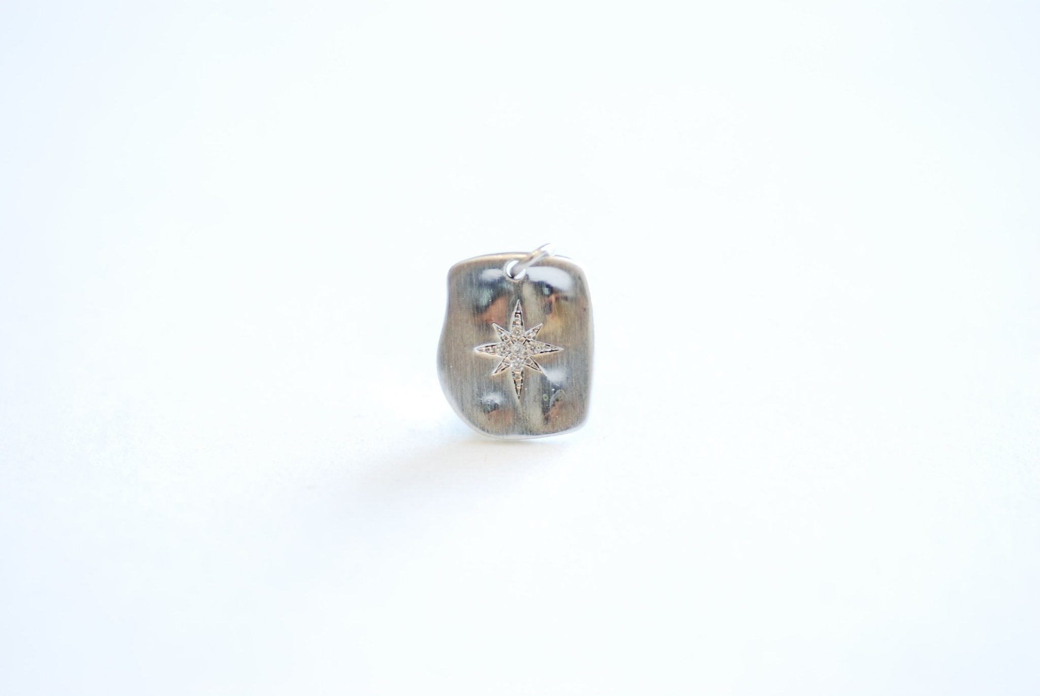 Vermeil Gold Rectangle Cubic Zirconia Star Charm- 18k gold plated over 925 Sterling Silver, Pave Star Charm, CZ Star Charm, Night Sky - HarperCrown