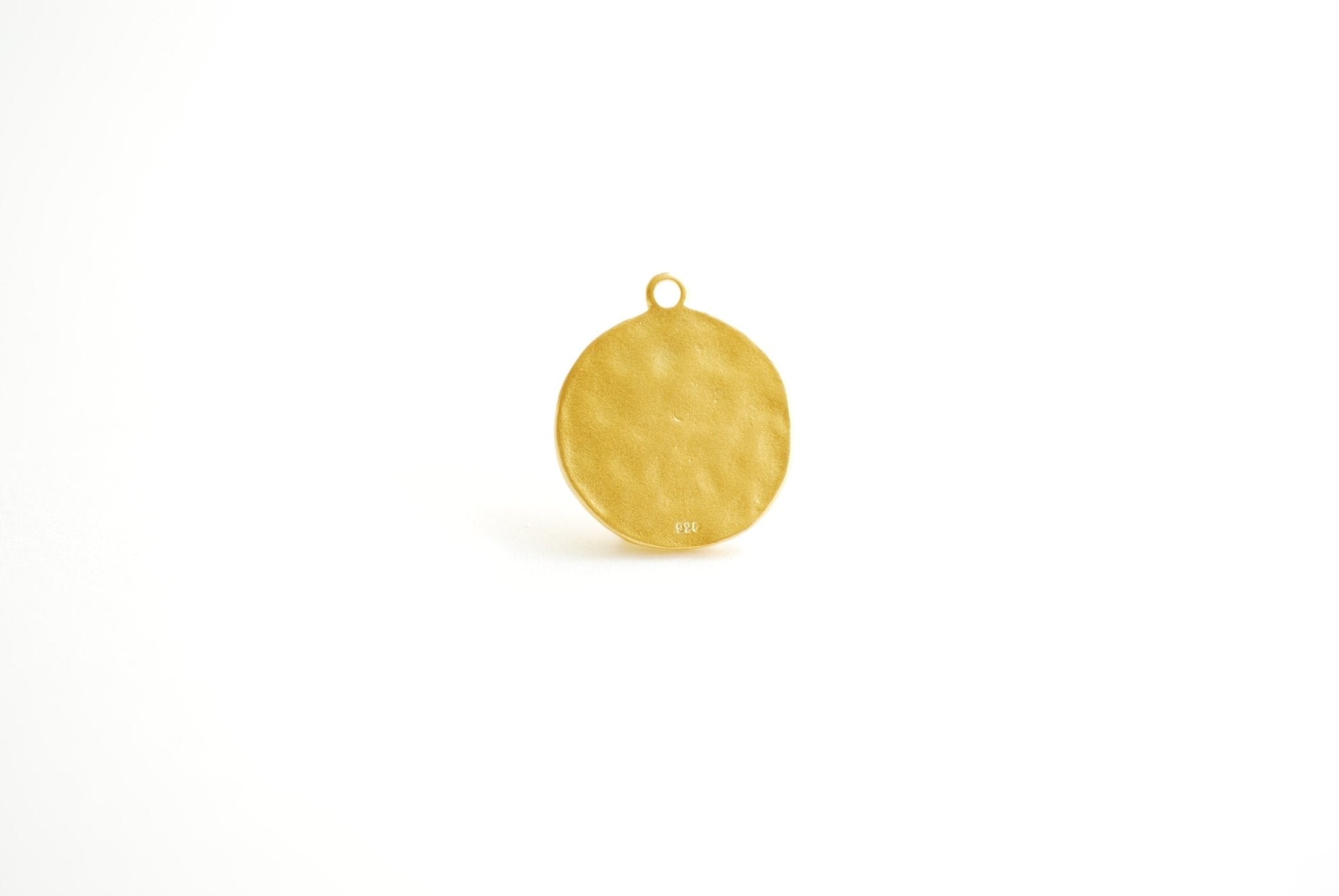 Vermeil Gold Round Elephant Pendant Charm- 18k gold plated over 925 Sterling Silver, Gold Elephant, Silver Elephant, Round Disc, Coin, 477 - HarperCrown