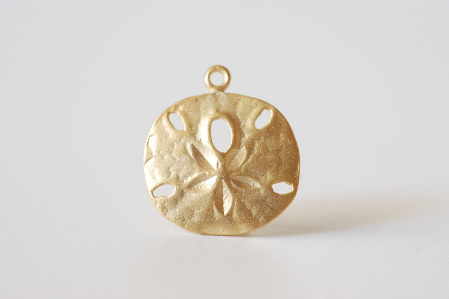 Vermeil Gold Sand Dollar- 18k gold plated over Sterling Silver Sand dollar charm, Gold starfish charm, Vermeil Gold Sea Shell Charm, Beads - HarperCrown