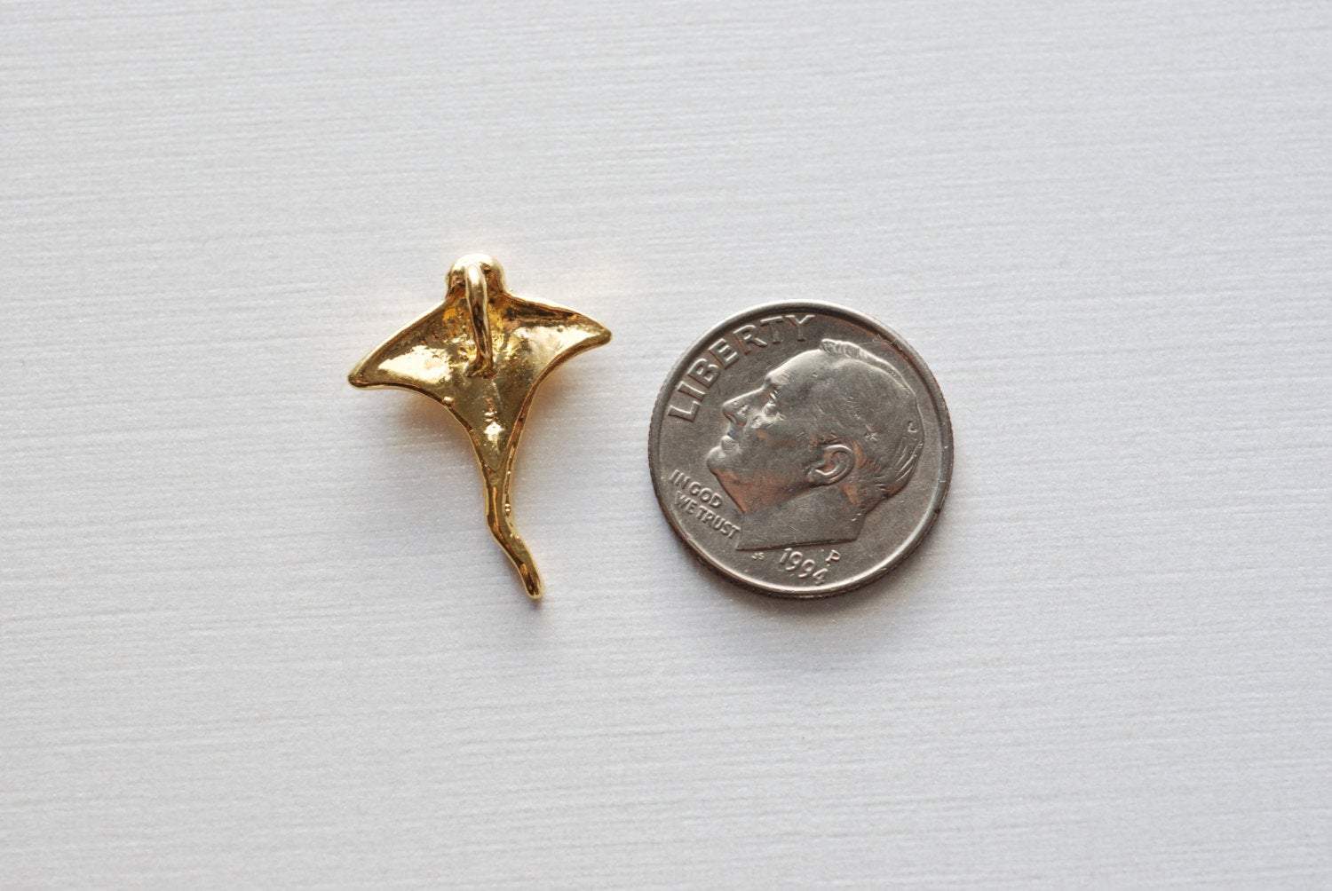 Vermeil Gold Stingray- 18k gold plated over Sterling Silver Stingray charm, Gold Stingray, Sting Ray Charm, Sea Creature Charm, Sea life,102 - HarperCrown