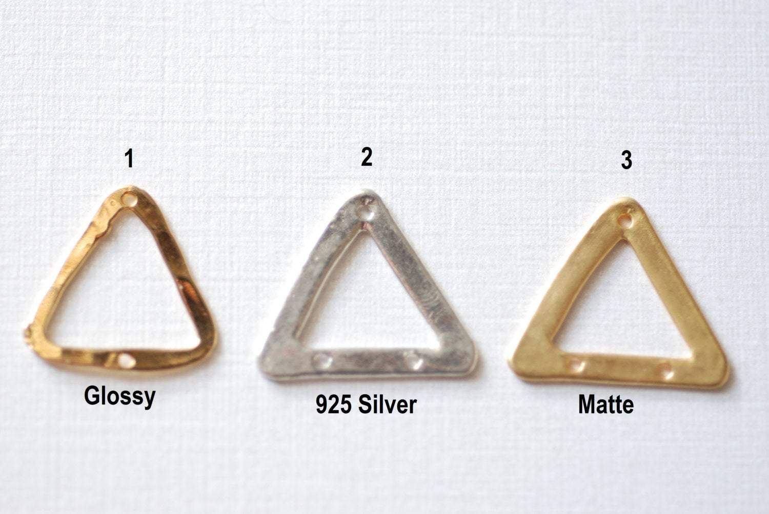 Vermeil Gold Triangle connector, 18k gold over 925 sterling silver triangle charm, connector, triangle connector, gold triangle - HarperCrown