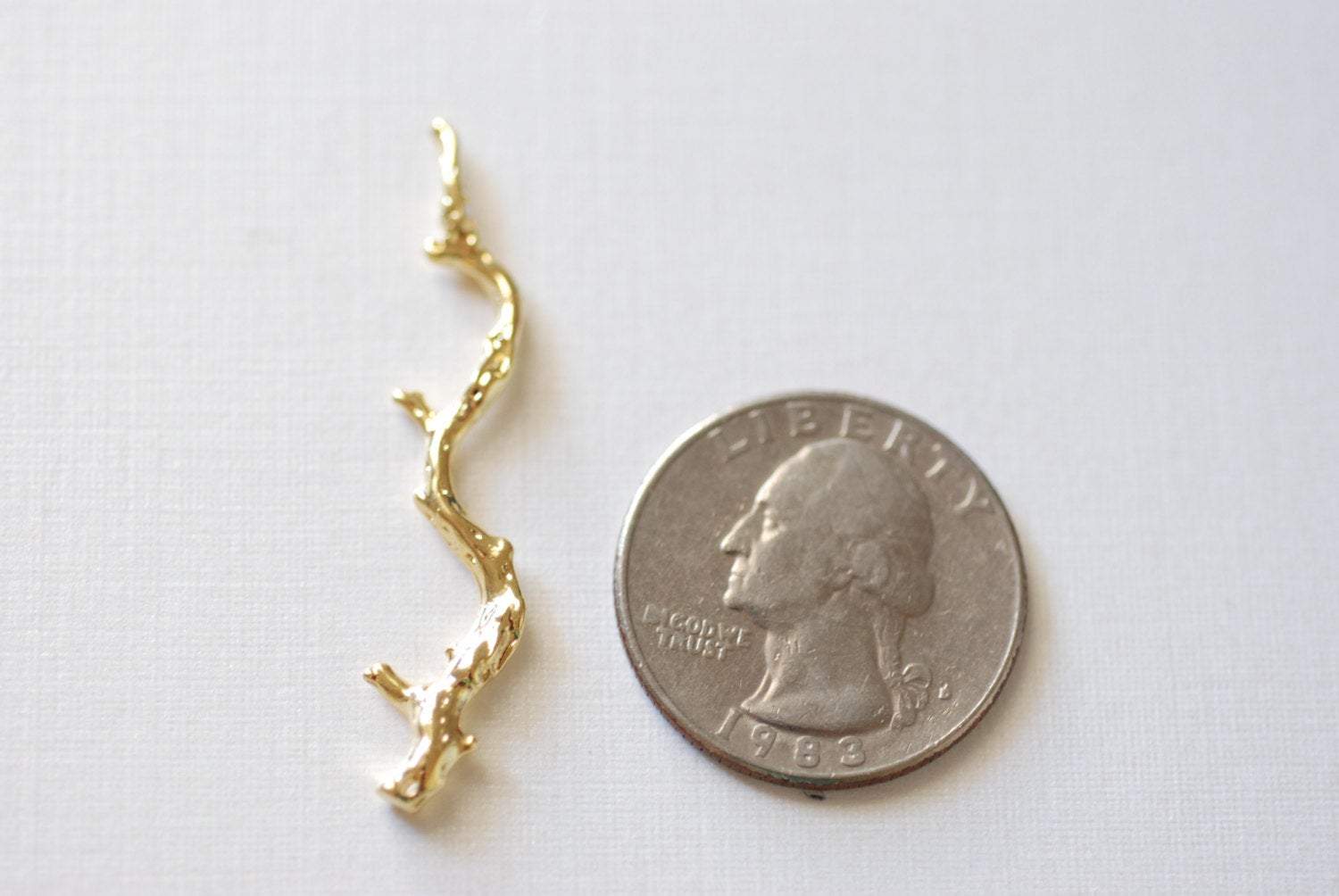 Vermeil Gold Twig Branch Connector Pendant- 18k gold over 925 sterling silver branch charm connector, branch connector, large branch - HarperCrown