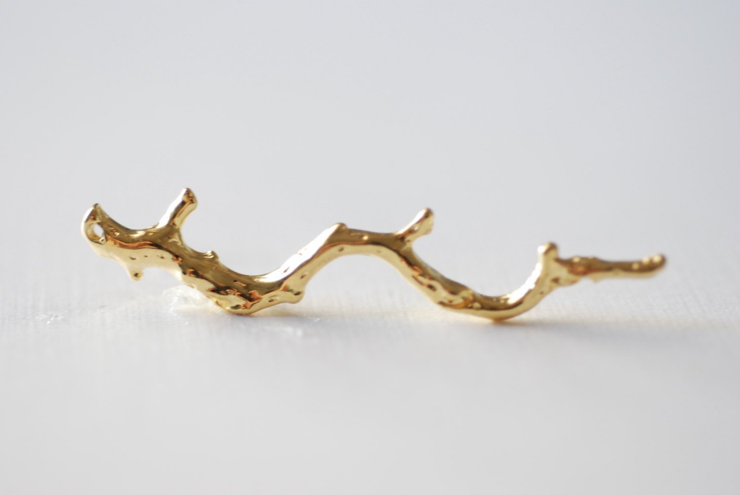 Vermeil Gold Twig Branch Connector Pendant- 18k gold over 925 sterling silver branch charm connector, branch connector, large branch - HarperCrown