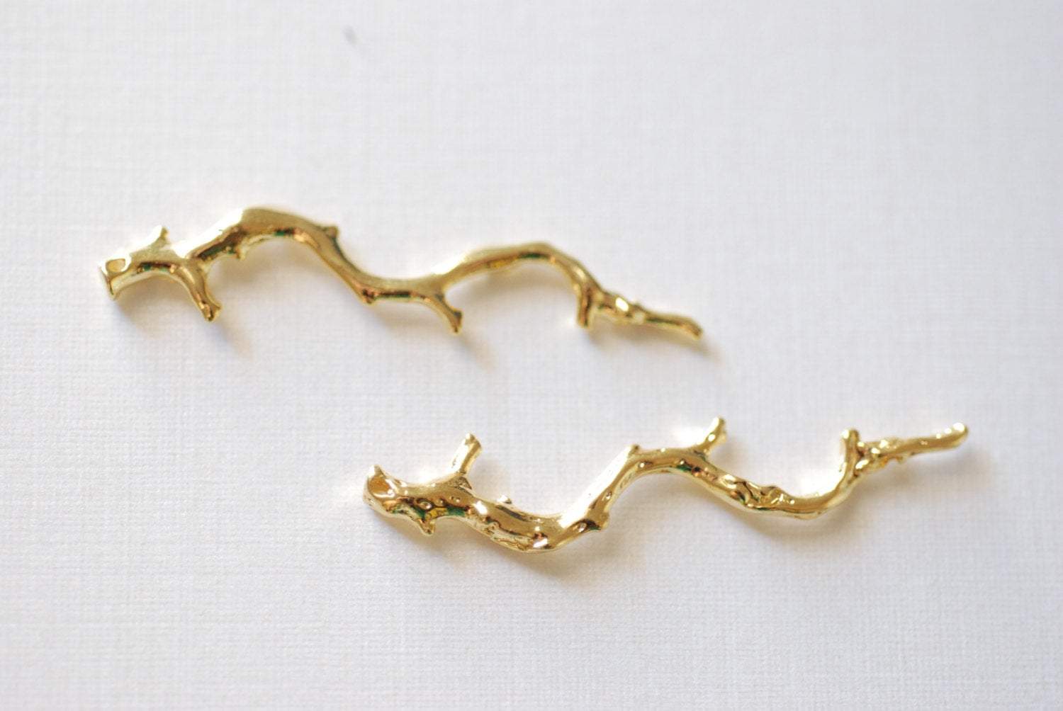 Vermeil Gold Twig Branch Connector Pendant- 18k gold over 925 sterling silver branch charm connector, branch connector, large branch - HarperCrown
