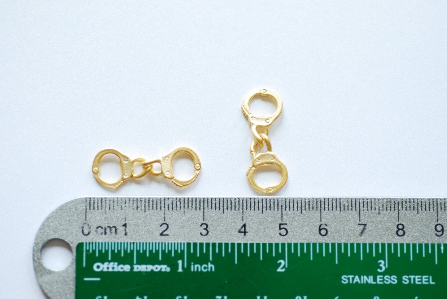 Vermeil Matte Gold Handcuffs, 18k gold plated over Sterling Silver, handcuff charm, handcuffs, Wholesale Vermeil Charms, Vermeil Supplies - HarperCrown