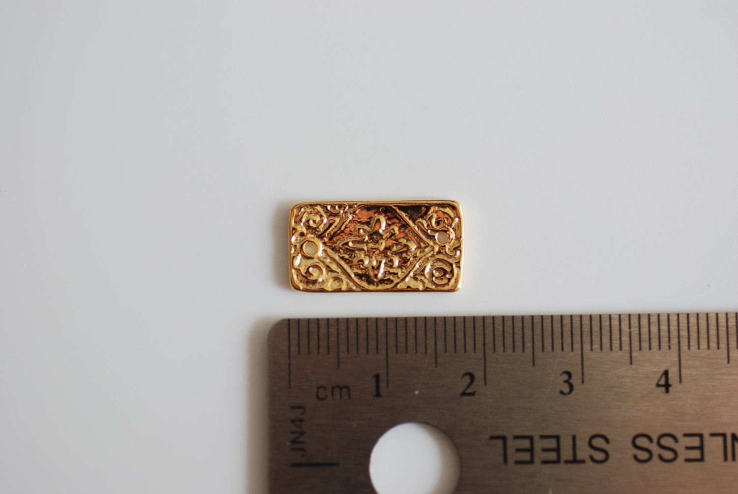 Vermeil Rectangle charm connector - 18k gold over sterling silver, rectangle connector, rectangle connector, vermeil gold flower link - HarperCrown