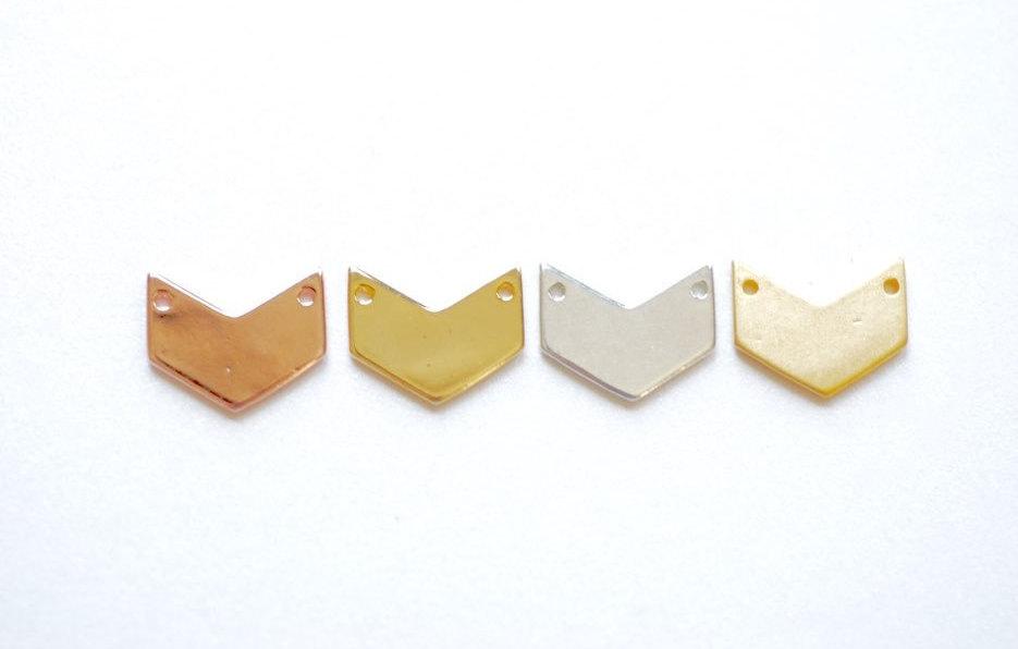 Vermeil Rose Gold Chevron Arrow Connector - 18k Gold plated over Sterling Silver Chevron Triangle Charm, Paper Crane Charm,Gold Arrow Charm - HarperCrown