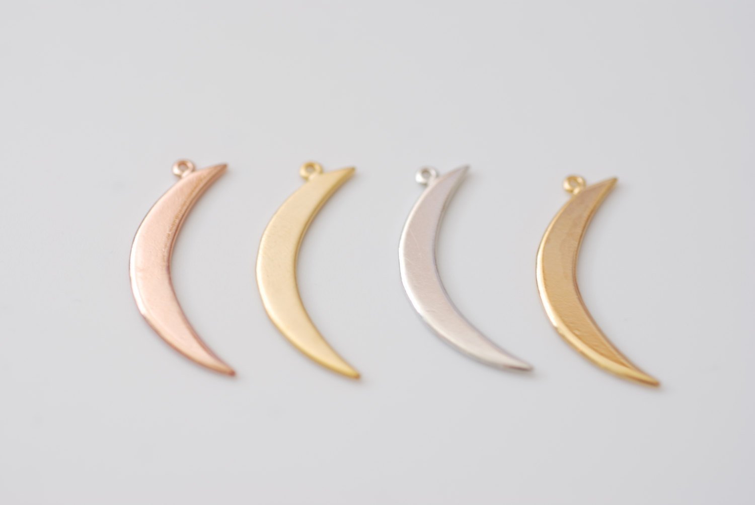 Vermeil Rose Gold Crescent Moon Charm- 18k gold plated over Sterling Silver, Gold Half moon charm pendant, Gold Tusk Charm, Gold Moon Charm - HarperCrown