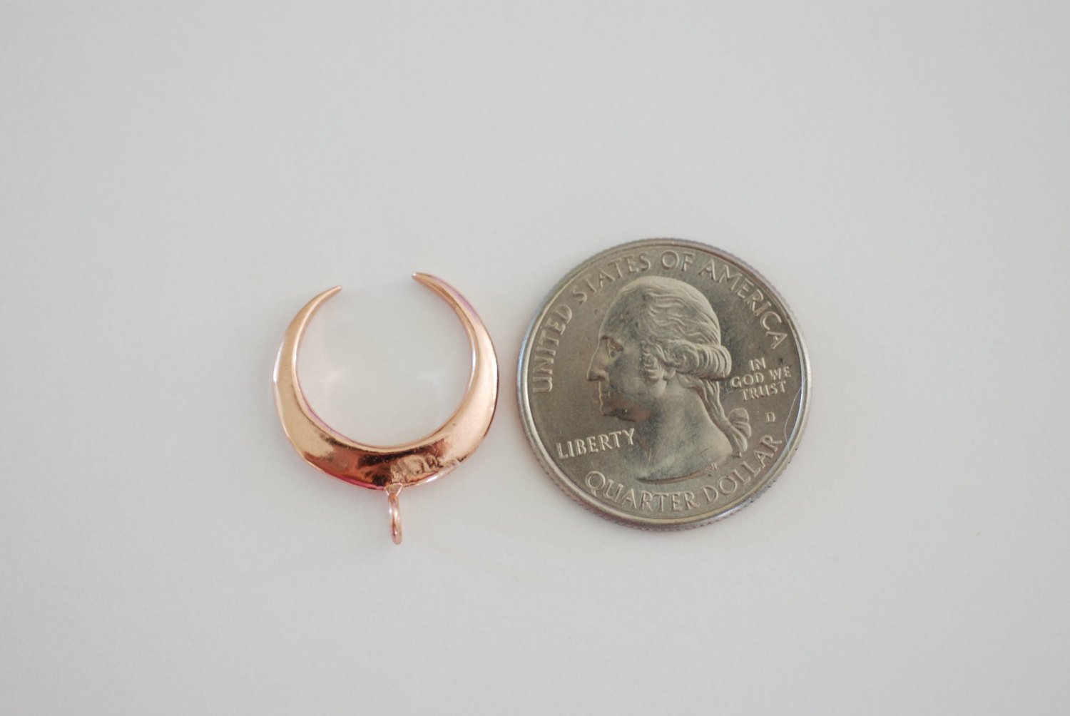 Vermeil Rose Gold Crescent Moon Charm- 18k gold plated over sterling silver half moon charm pendant, Gold Tusk Charm, Crescent charm, 1 - HarperCrown