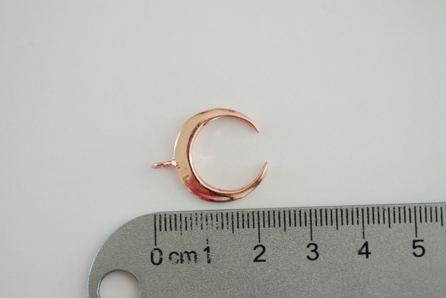 Vermeil Rose Gold Crescent Moon Charm- 18k gold plated over sterling silver half moon charm pendant, Gold Tusk Charm, Crescent charm, 1 - HarperCrown