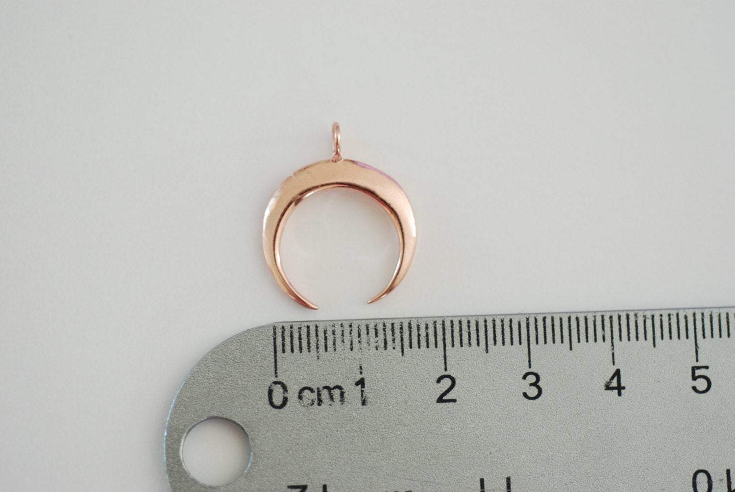 Vermeil Rose Gold Crescent Moon Charm- 18k gold plated over sterling silver half moon charm pendant, Gold Tusk Charm, Crescent charm, 1 - HarperCrown