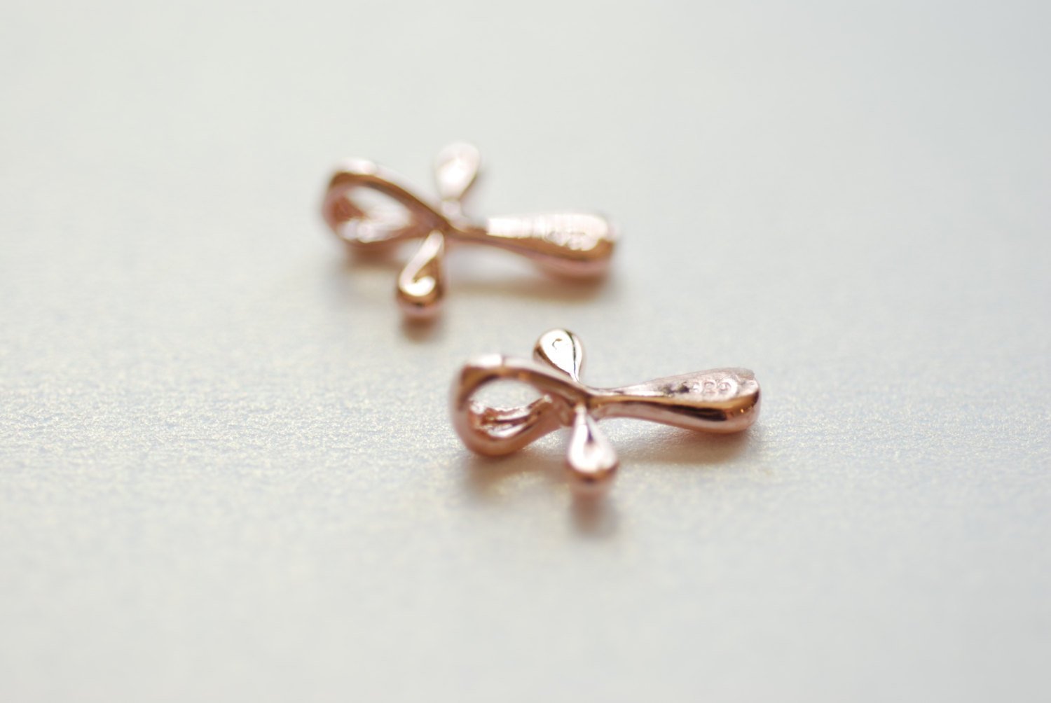 Vermeil Rose Gold Cross Charm Pendant- 18k gold plated over Sterling Silver Cross Charm, Rose Gold Cross, Gold Cross Beads Wholesale, 182 - HarperCrown