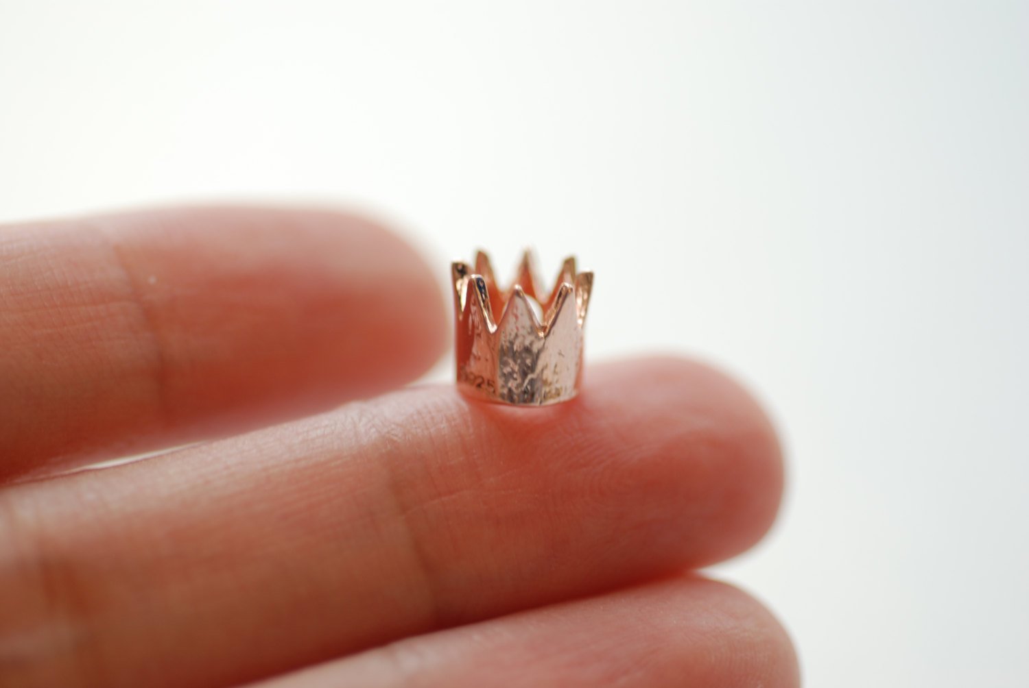 Vermeil Rose Gold Crown Charm- 18k gold plated over sterling silver crown charm, Gold Crown Pendant Charm, Princess Crown Necklace - HarperCrown