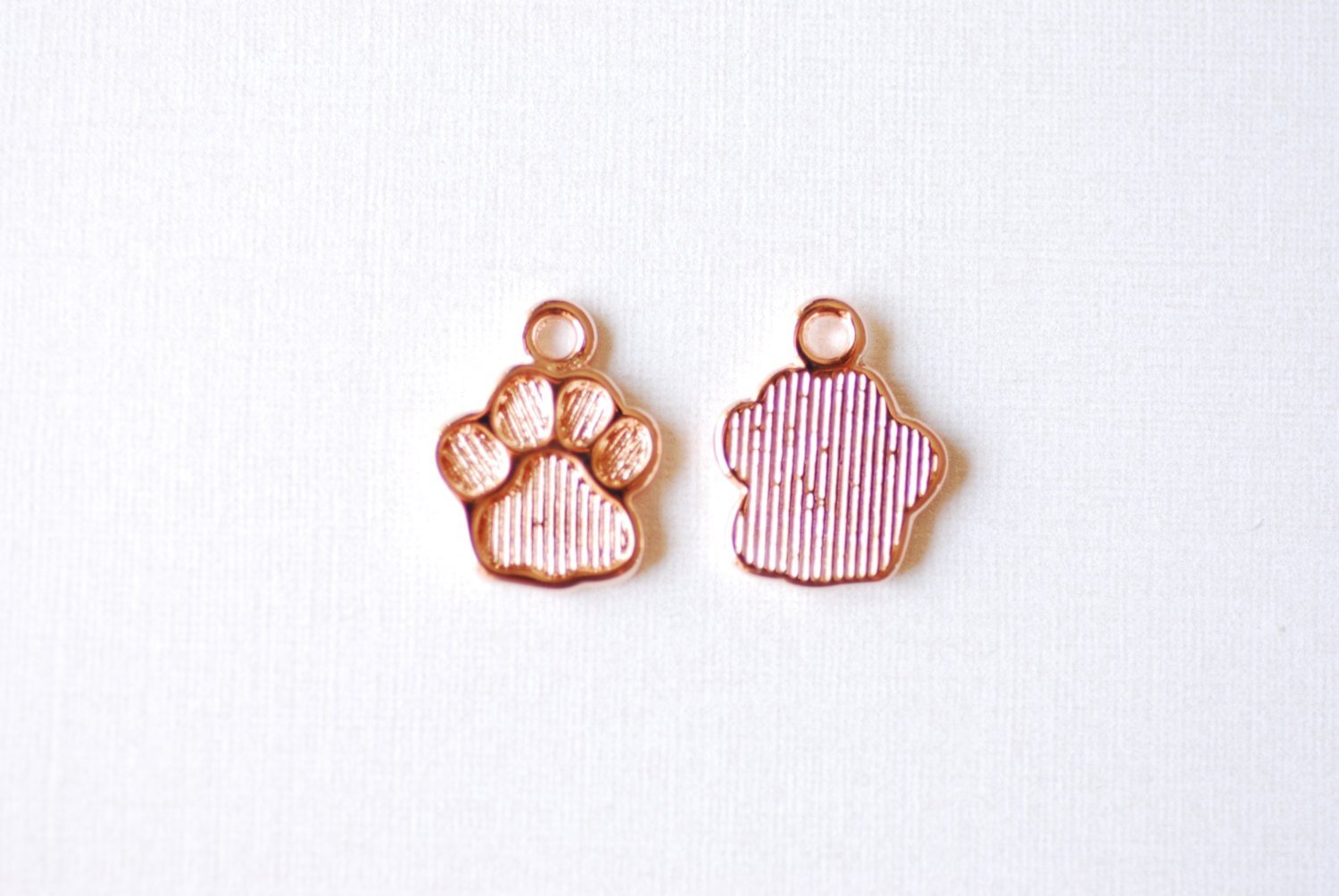Vermeil Rose Gold Dog Paw Foot Print Charm- 18k gold plated over sterling silver dog paw, gold doggy paw charm pendant, gold dog tag, 206 - HarperCrown