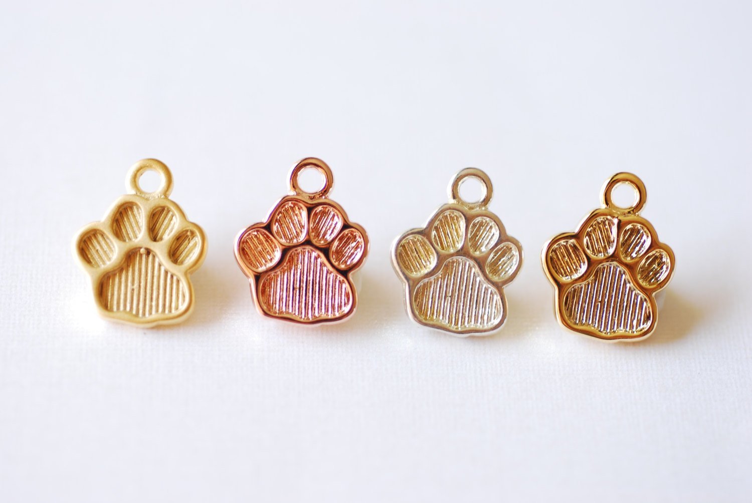 Vermeil Rose Gold Dog Paw Foot Print Charm- 18k gold plated over sterling silver dog paw, gold doggy paw charm pendant, gold dog tag, 206 - HarperCrown