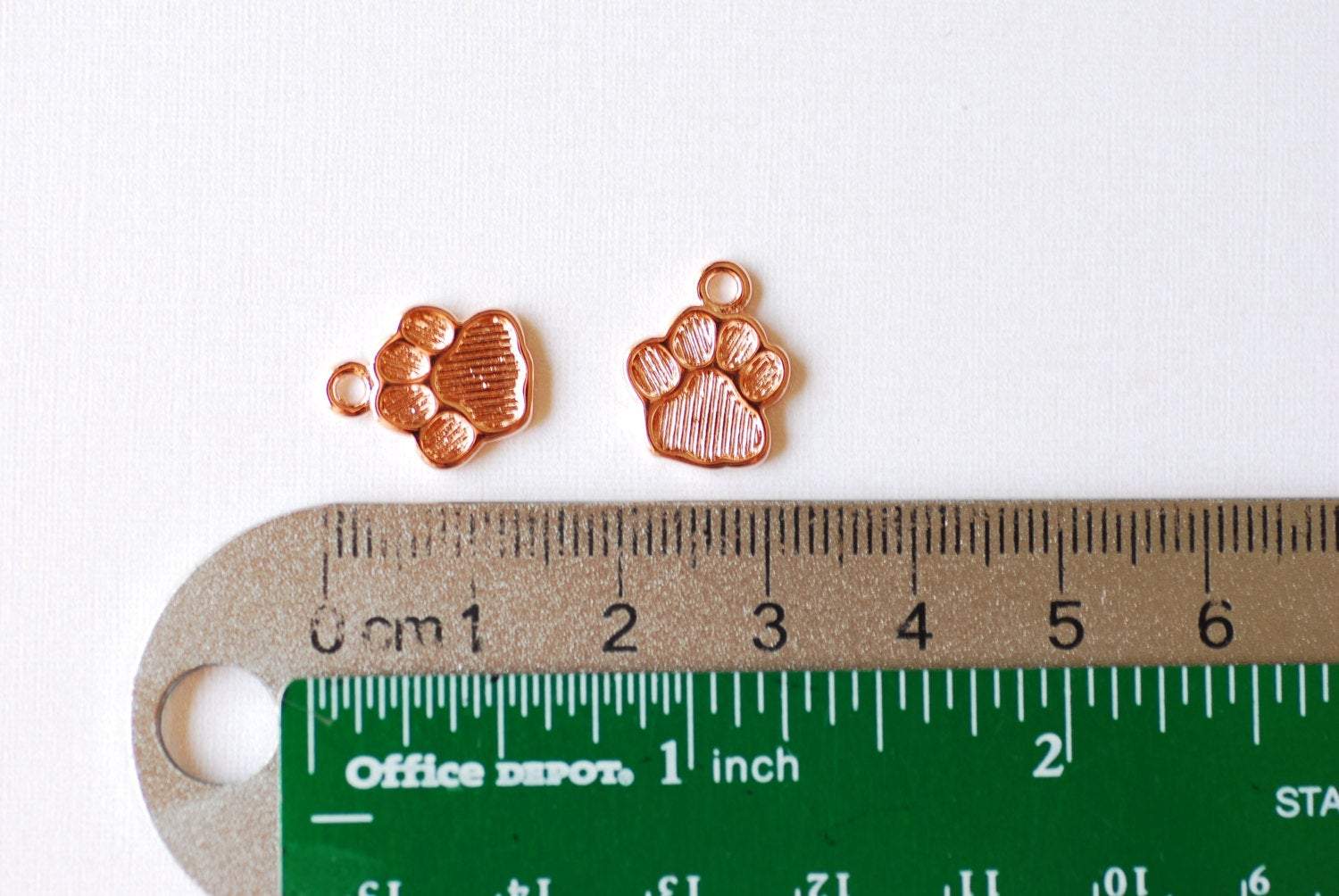 Vermeil Rose Gold Dog Paw Foot Print Charm- 18k gold plated over sterling silver dog paw, gold doggy paw charm pendant, gold dog tag, 206 - HarperCrown