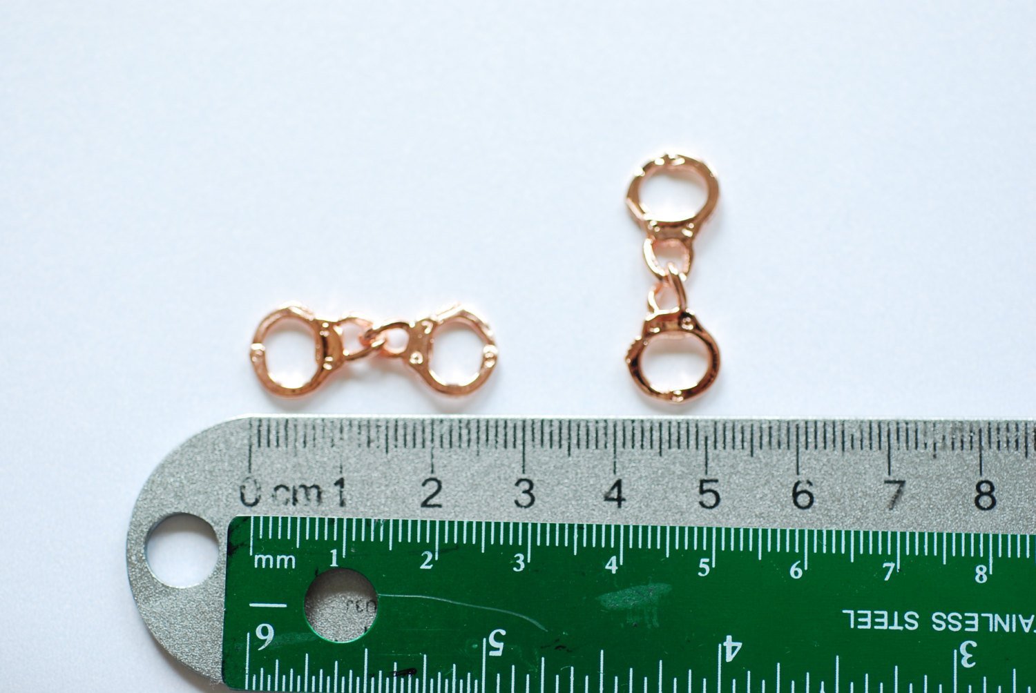 Vermeil Rose Gold Handcuffs, 18k gold plated over Sterling Silver, handcuff charm, handcuffs, Wholesale Vermeil Charms, Vermeil Supplies - HarperCrown