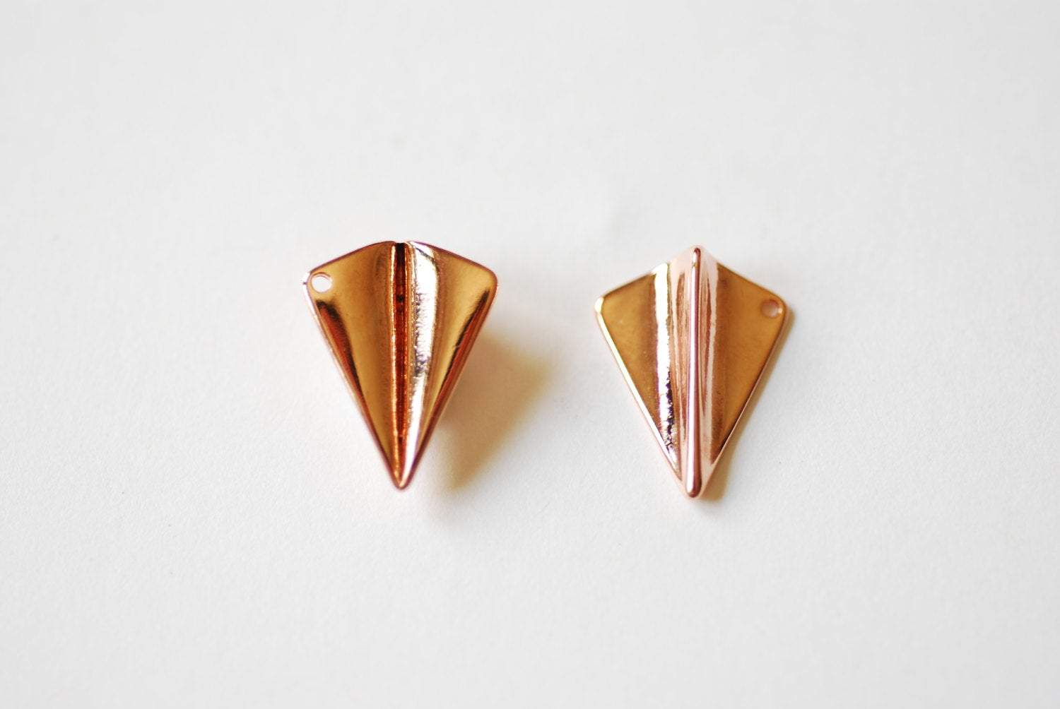 Vermeil Rose Gold Paper Airplane Charm- 18k gold plated over Sterling Silver Airplane Pendant, Airplane Charm, Airplane Pendant, Aviation - HarperCrown