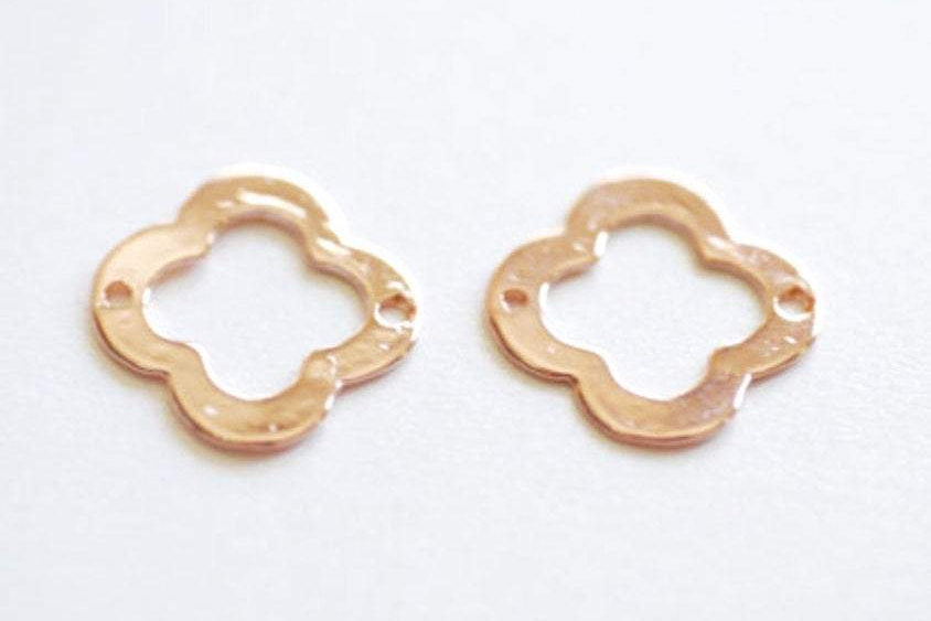 Vermeil Rose Gold Quatrefoil Charms Pendants, Gold Clover Connector, four leaf quatrefoil clover, Gold Quatrefoil Clover Links Connectors,76 - HarperCrown