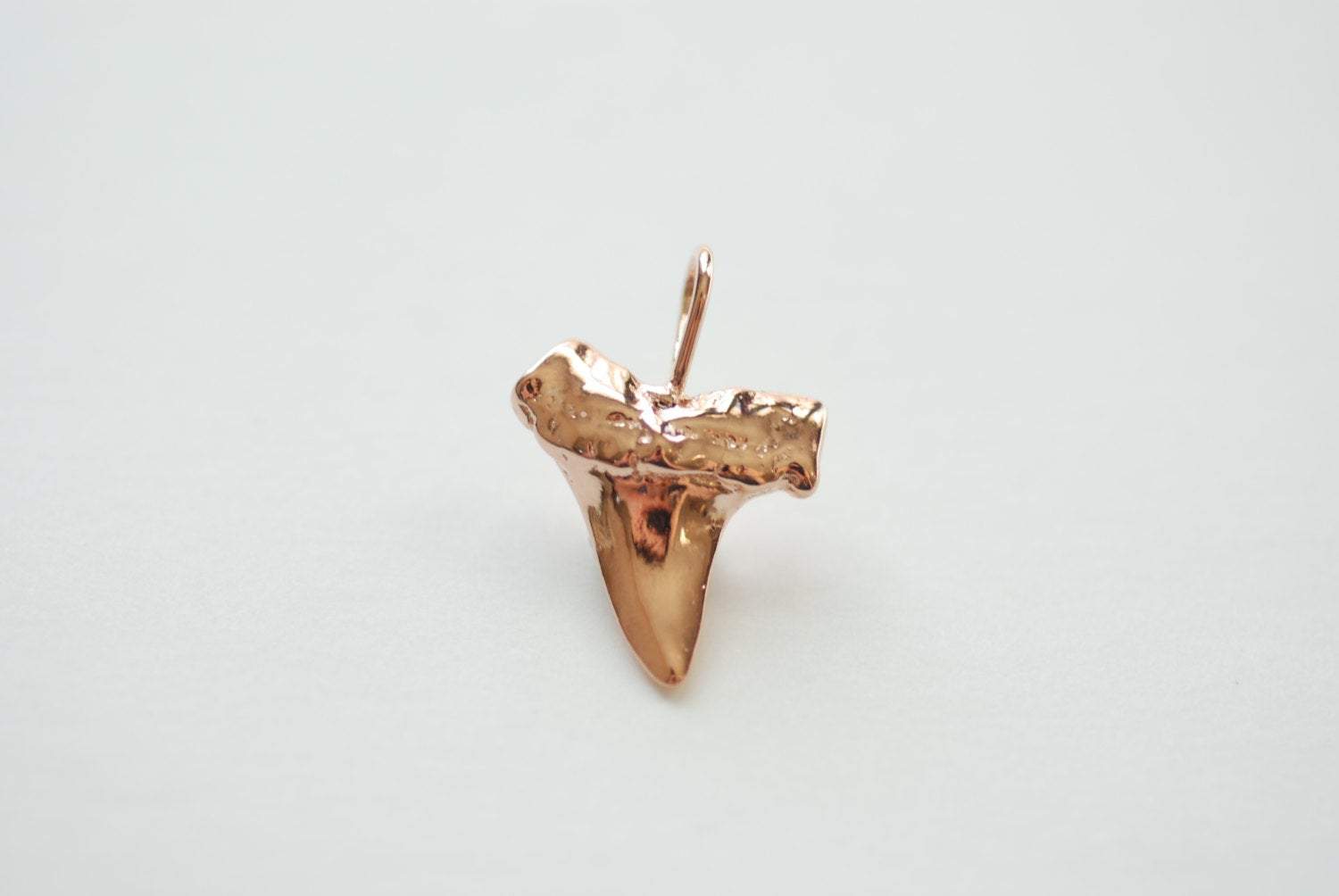 Vermeil Rose Gold Shark Tooth Charm Pendant- 18k gold plated over Sterling Silver, Rose Gold Shark tooth Teeth, Shark tooth Charm, Wholesale - HarperCrown