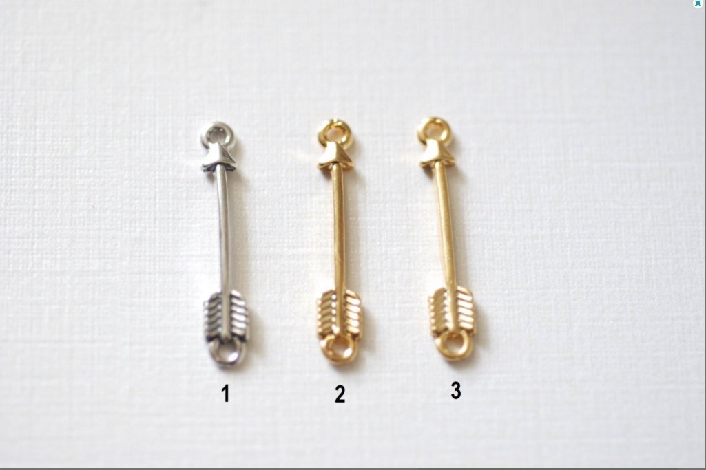 Vermeil Rose Gold Skinny Arrow, Gold Arrow Connector, 18kt gold plated over Sterling Silver, Arrow Connector Link Spacer, Gold Arrowhead - HarperCrown