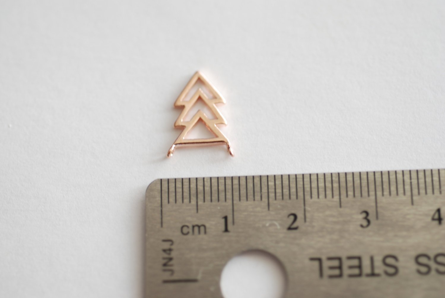 Vermeil Rose Gold Triangle Connector- 18k Gold plated over Sterling Silver Chevron Triangle Charm, Gold Arrow Charm, Rose gold Triangle, 93 - HarperCrown