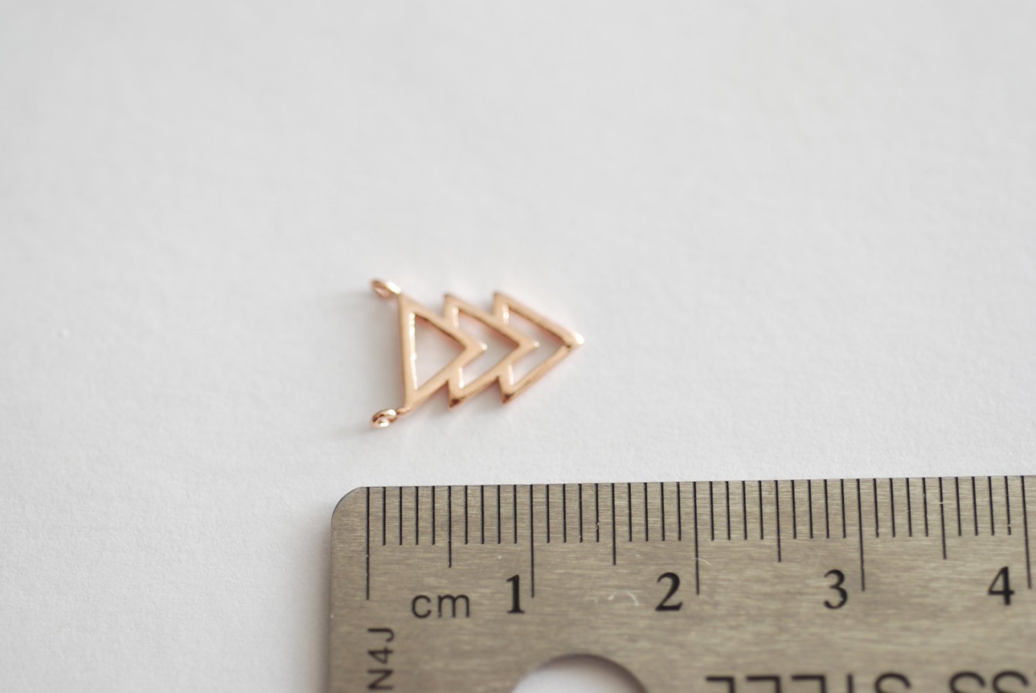 Vermeil Rose Gold Triangle Connector- 18k Gold plated over Sterling Silver Chevron Triangle Charm, Gold Arrow Charm, Rose gold Triangle, 93 - HarperCrown