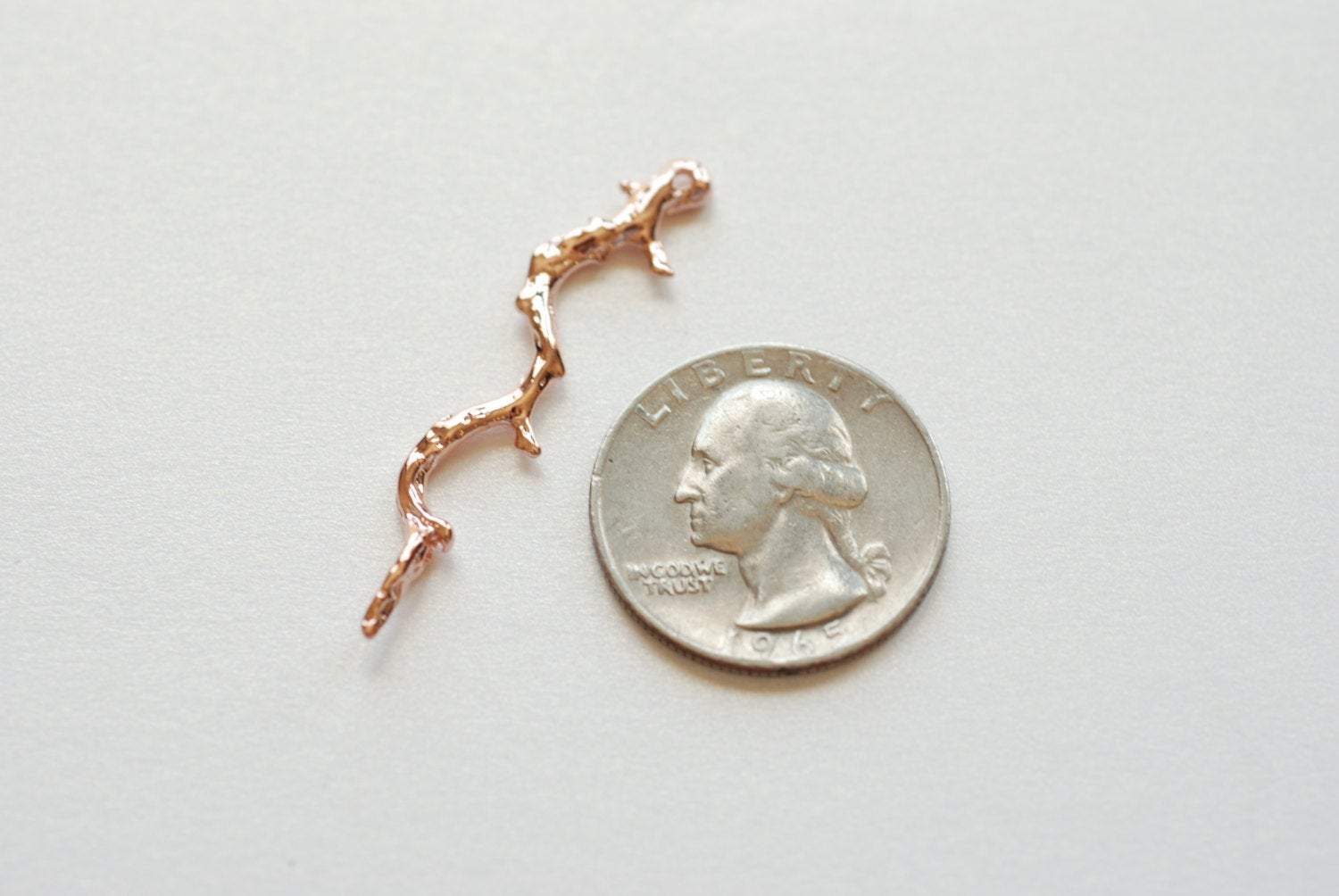 Vermeil Rose Gold Twig Branch Connector Pendant- 18k gold over 925 sterling silver branch charm connector, tree branch link spacer - HarperCrown