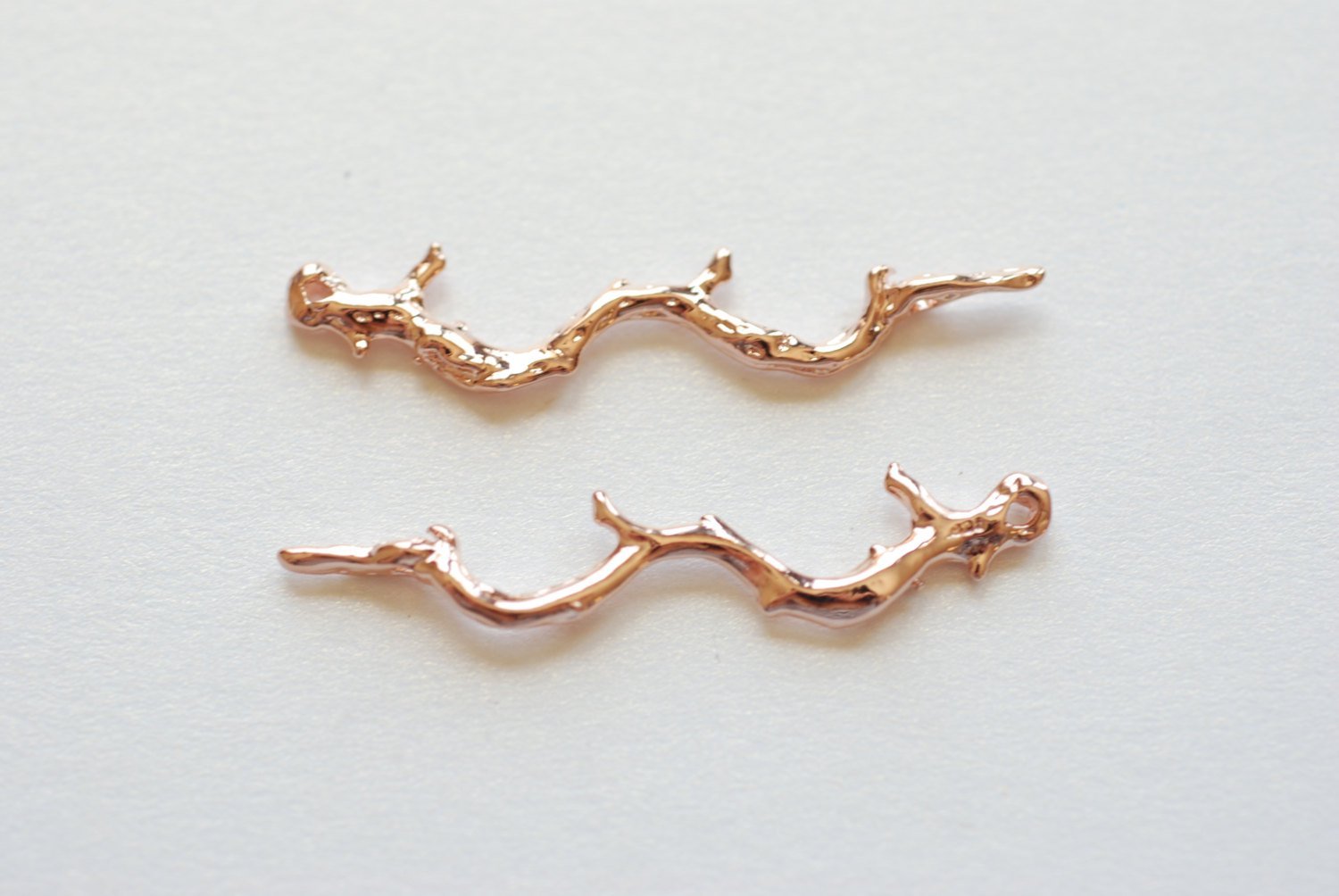 Vermeil Rose Gold Twig Branch Connector Pendant- 18k gold over 925 sterling silver branch charm connector, tree branch link spacer - HarperCrown