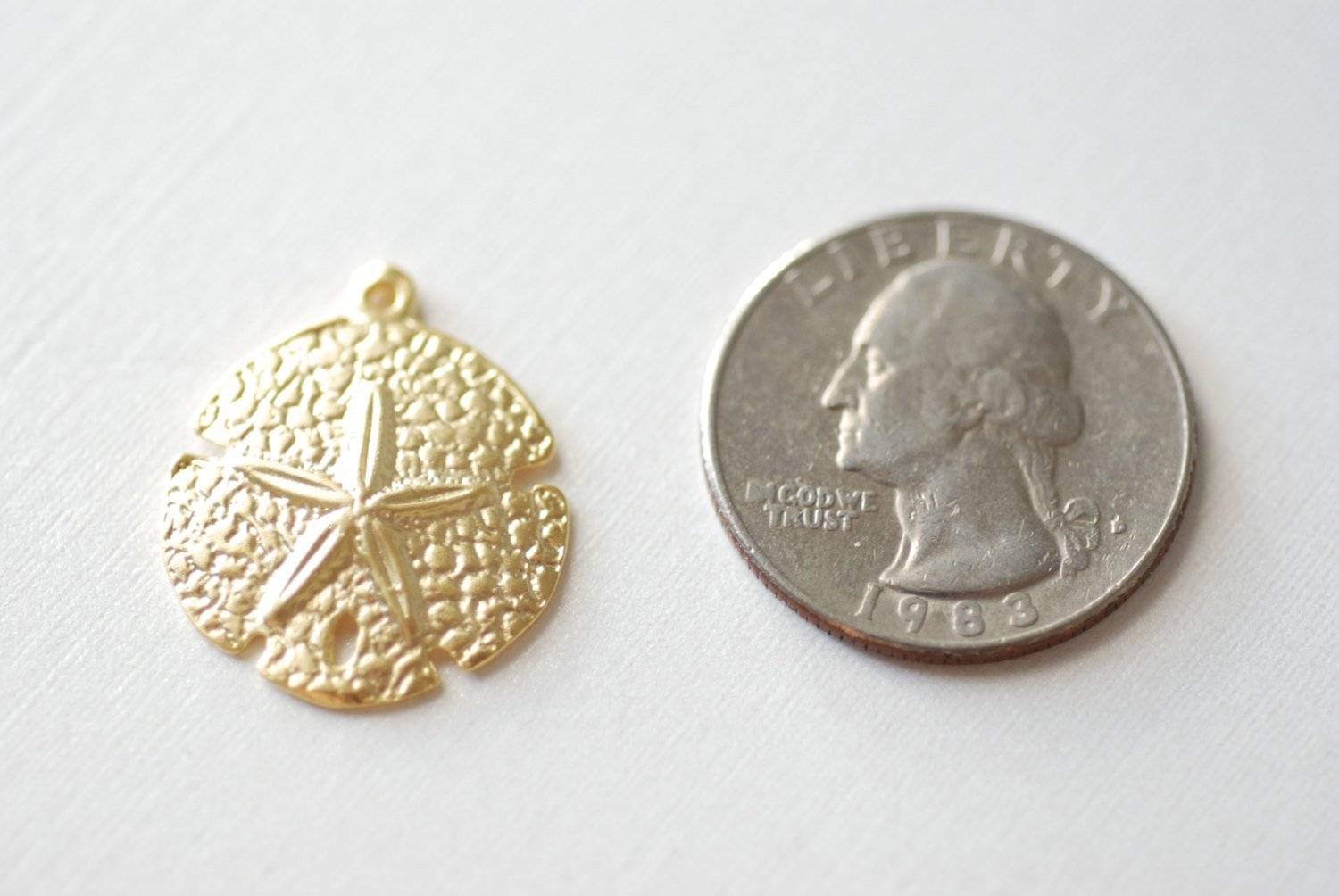 Vermeil Sand Dollar Charms -18k gold over sterling silver, Matte Sand Dollar, Nautical Beach themed Charms Wholesale, 134 - HarperCrown