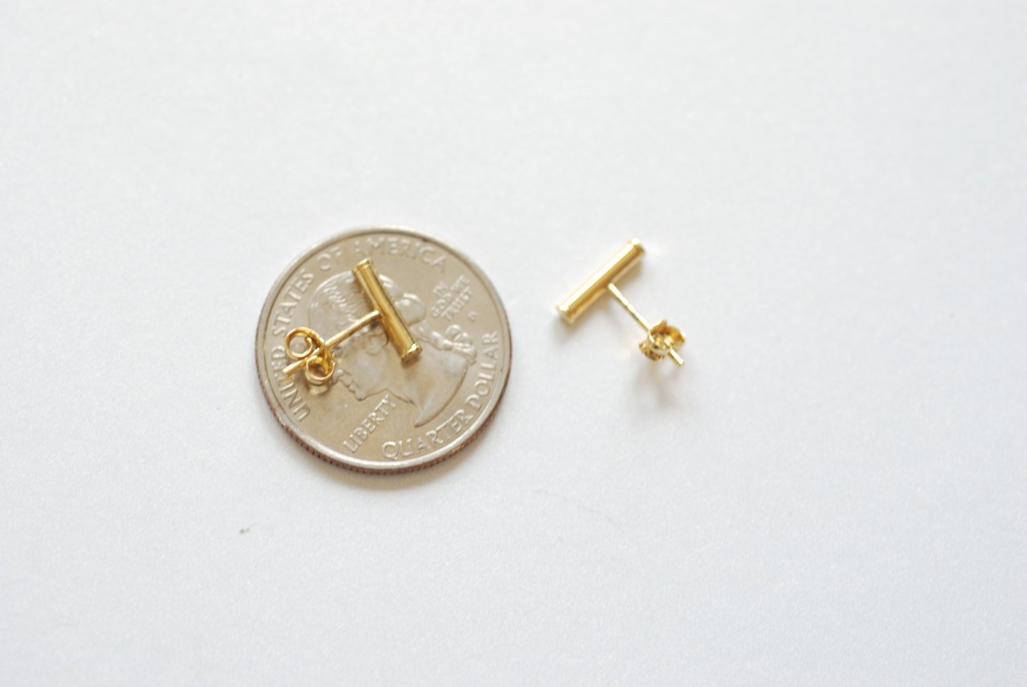 Vermeil Shiny Gold Bar Earrings, Gold Bar Stud Earrings, Line Earrings, Minimal Post Earrings, Ear Climbers, Stick earrings - HarperCrown