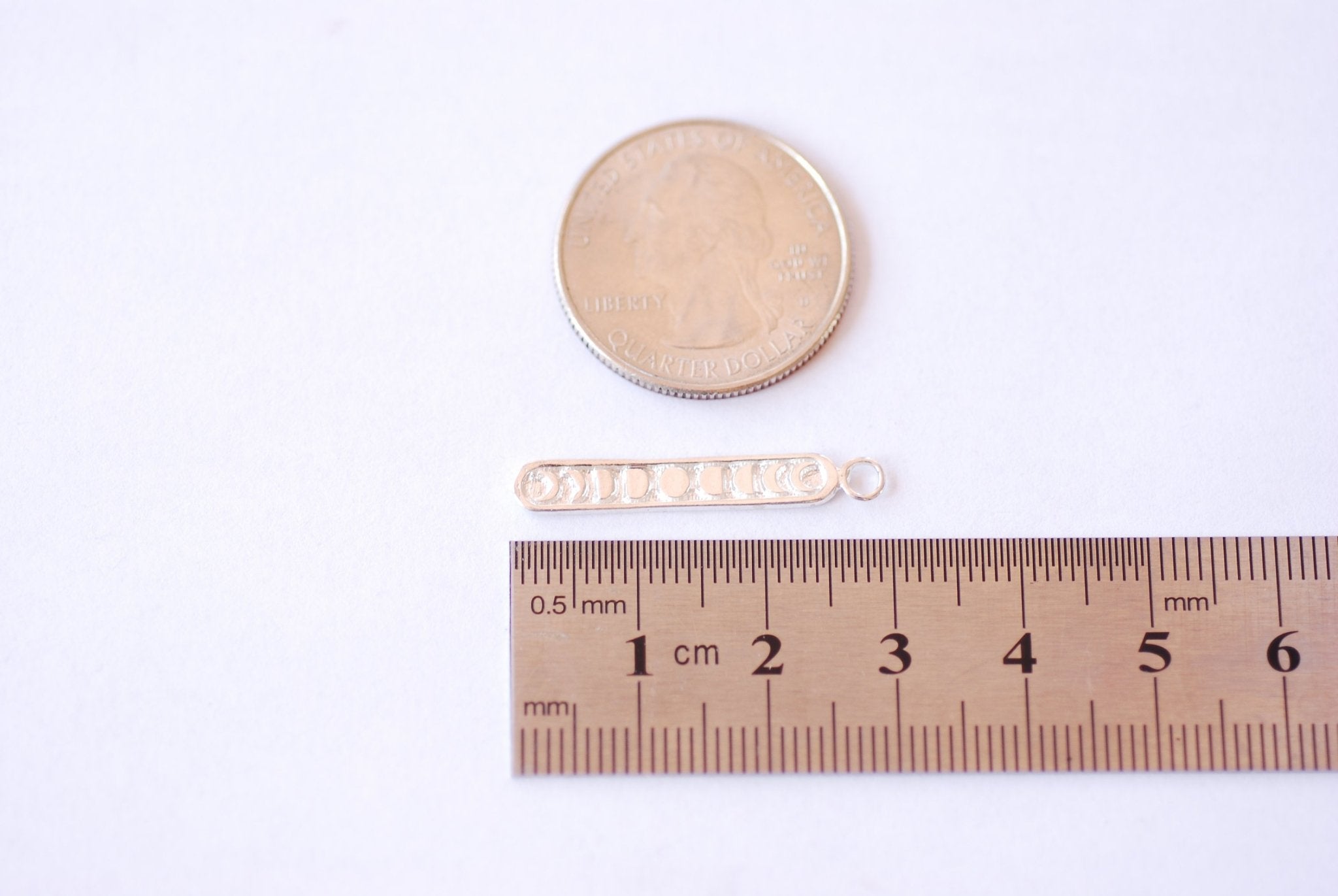 Vertical Moon Phase Bar Charm - Vermeil Gold Sterling Silver Eclipse Moon Drop Charm Crescent Moon, Connecter Link, Moon and Star Bar, 522 - HarperCrown