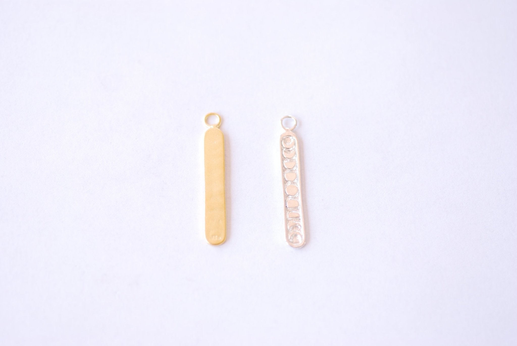 Vertical Moon Phase Bar Charm - Vermeil Gold Sterling Silver Eclipse Moon Drop Charm Crescent Moon, Connecter Link, Moon and Star Bar, 522 - HarperCrown