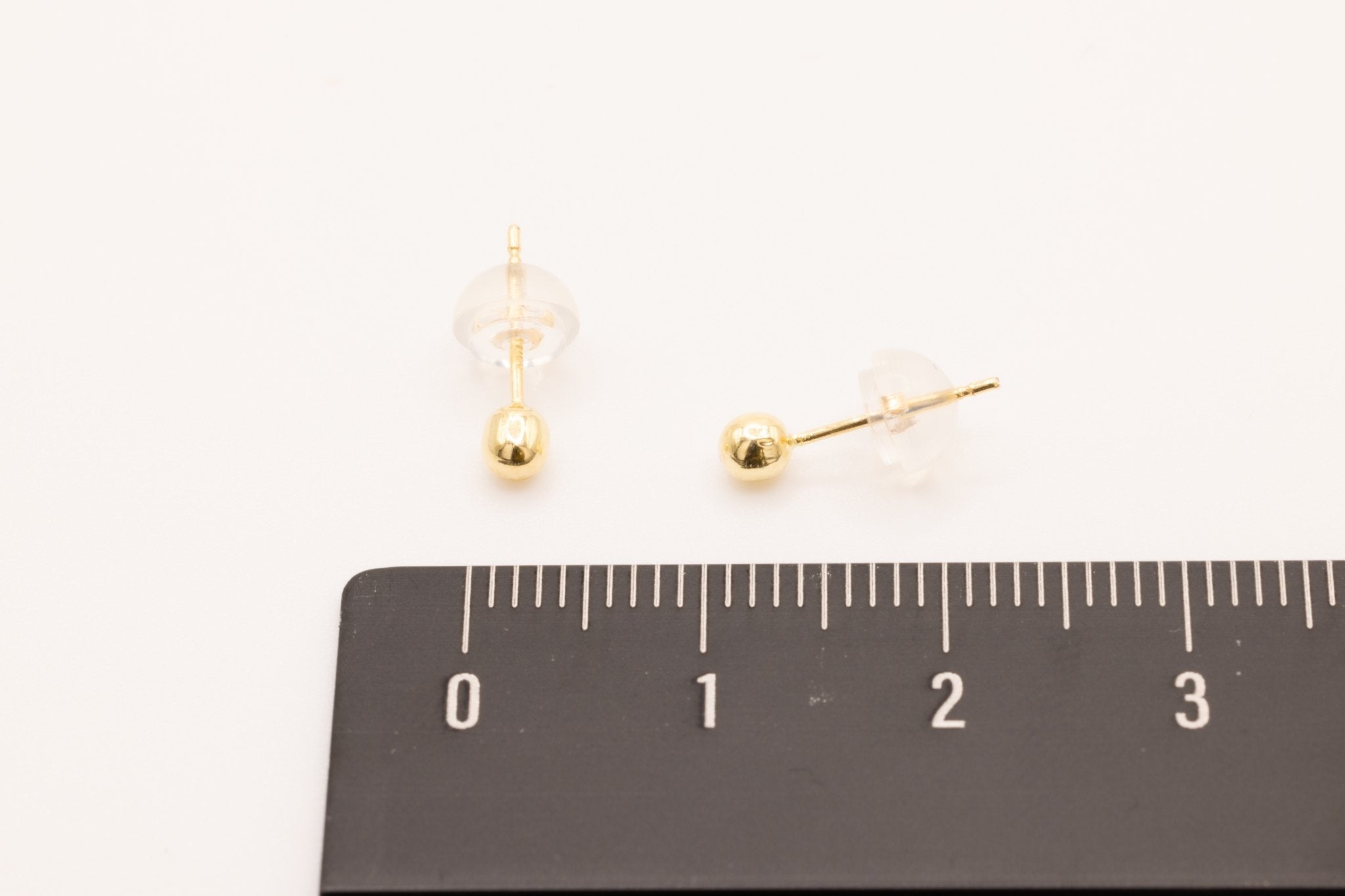 Wholesale Ball Stud Earrings 14K Yellow Gold 3mm - HarperCrown