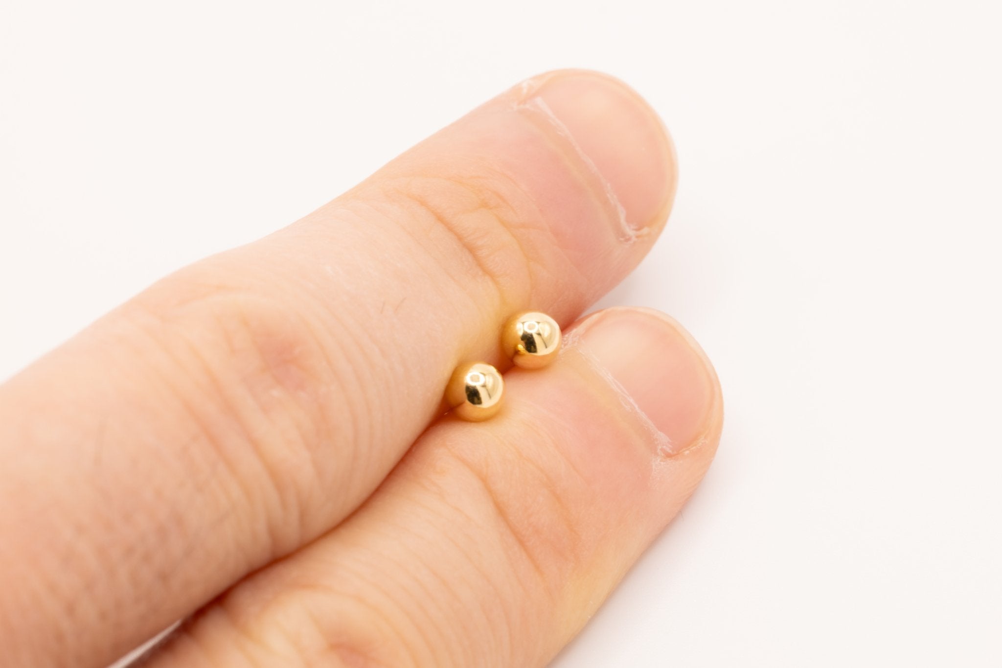 Wholesale Ball Stud Earrings 14K Yellow Gold 4mm - HarperCrown
