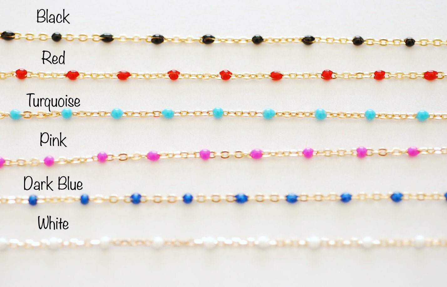 Wholesale Gold Filled Enamel Chain l Sterling Silver Enamel Color Unfinished Chain Permanent Jewelry - HarperCrown