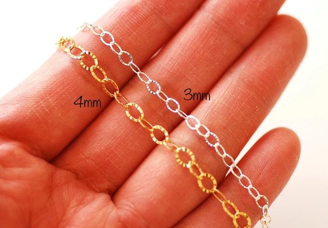 Wholesale Gold Filled Starburst Diamond Cut Chain l 3mm or 4mm Diamond Cut Sunburst Gold Filled Sterling Silver Chain Permanent Jewelry - HarperCrown