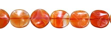 Wholesale Red Agate Natural Color Wave Flat Coin Shape Gemstones 20mm - HarperCrown