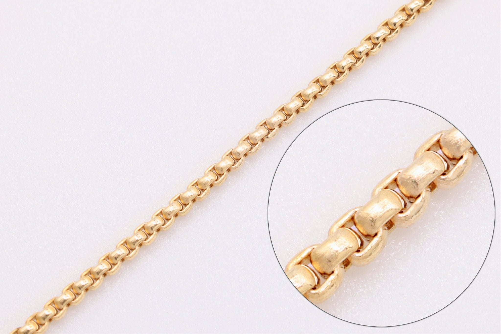 0.8mm Venetian Box Chain, Gold - Filled, Bulk DIY Spool Pay Per Foot Jewelry Making Chain - HarperCrown