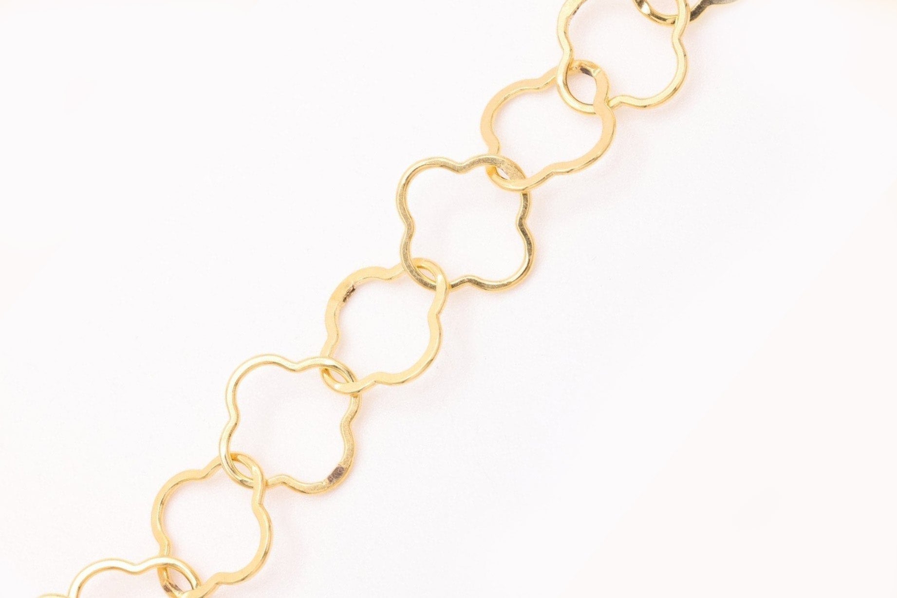 10mm x 10mm Clover Krinkle Chain, Gold - Filled, Bulk DIY Spool Pay Per Foot Jewelry Making Chain - HarperCrown
