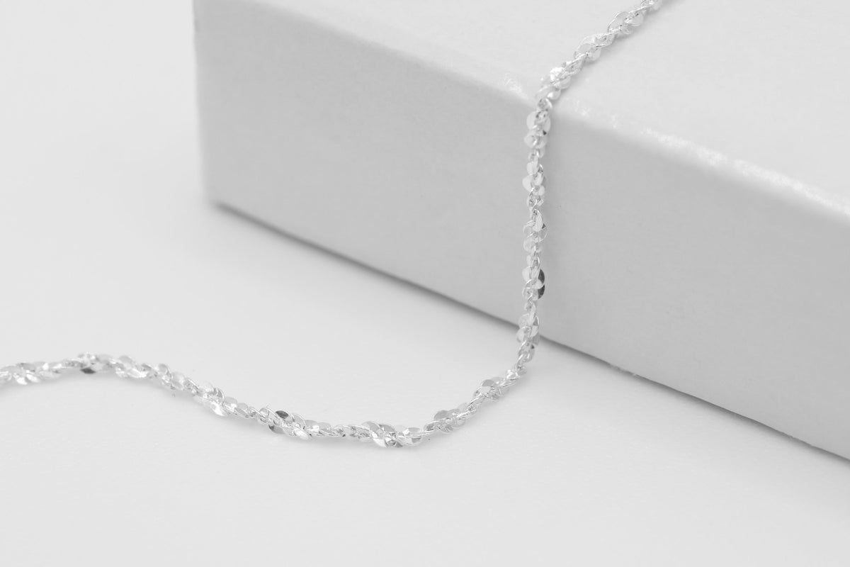 1.2mm Sparkle Fancy Chain, 925 Sterling Silver, Wholesale, Pay Per Foot, Jewelry Making Chain - HarperCrown